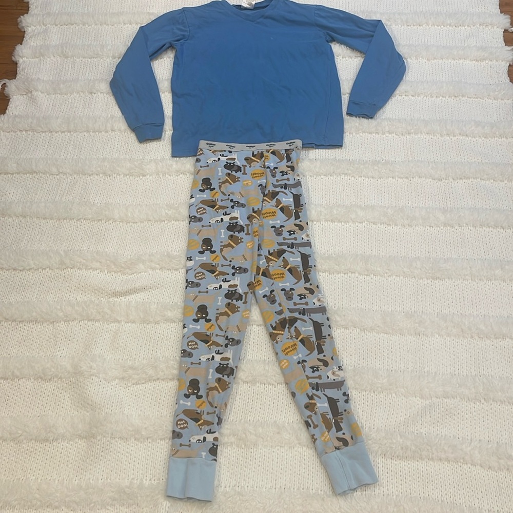 Vintage Oshkosh B’Gosh Dog pajama bottoms Lee long sleeve blue top boys size 8 M